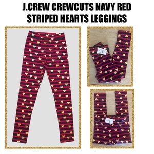 J.CREW CREWCUTS NAVY RED STRIPED HEARTS ELASTIC WAIST STRETCH LEGGINGS